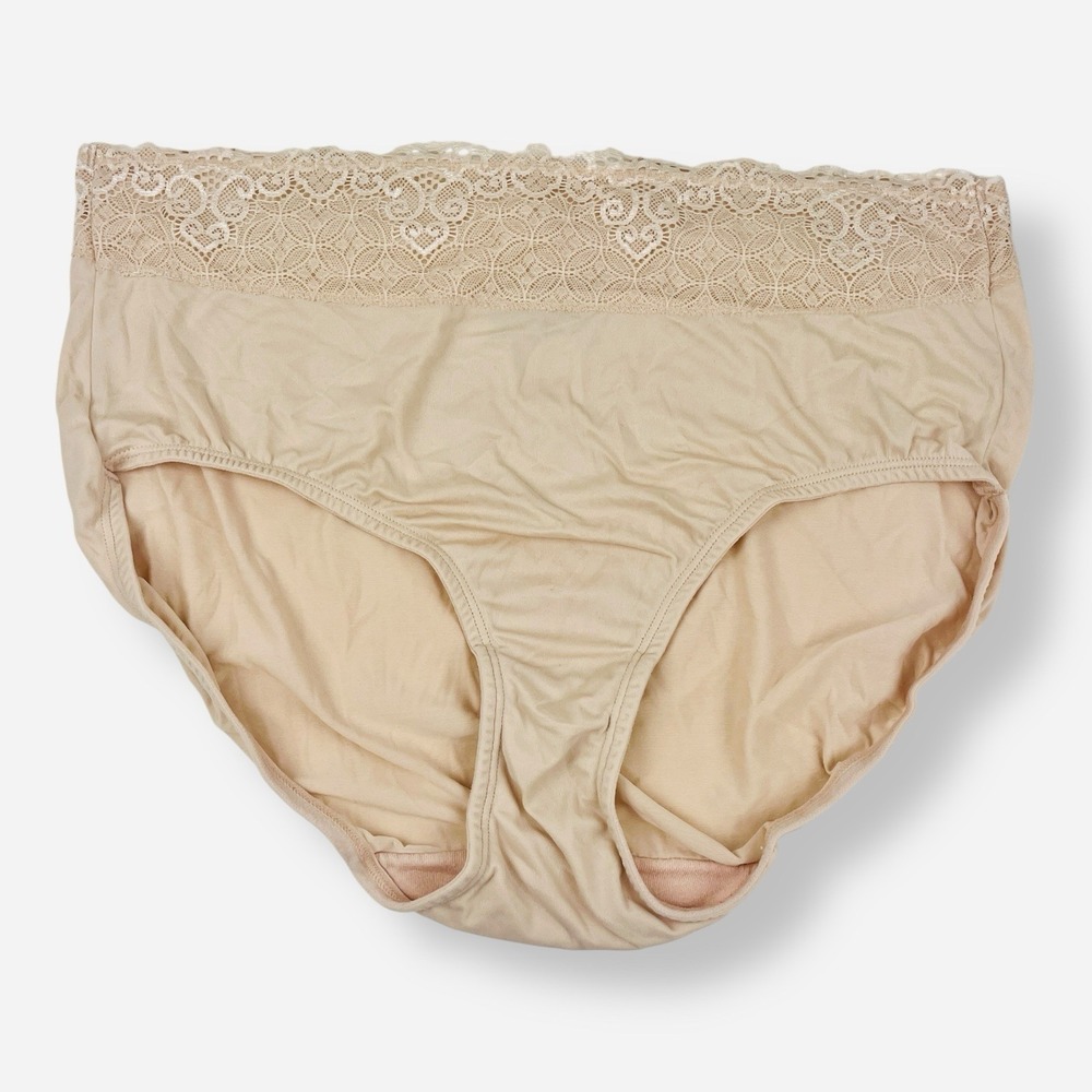 Vintage Second Skin Lace High Waist Panties Sz 8 XL Nude Beige Lot 2 Panty - Picture 2 of 12